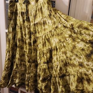 Tie-Dye Green Maxi Skirt
